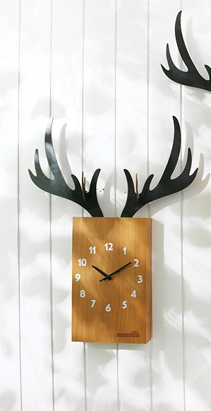 antler clock hanging