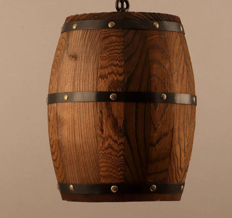 oak barrel lighting-detail