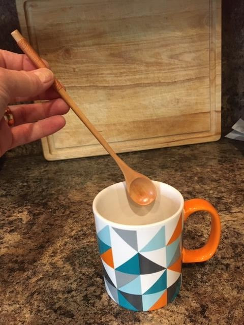 oak stir spoon with mug