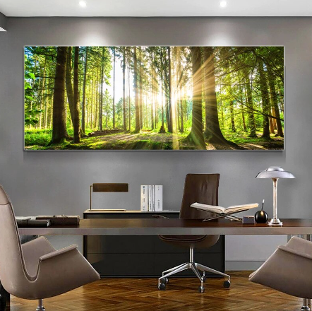 pine forest print in office
