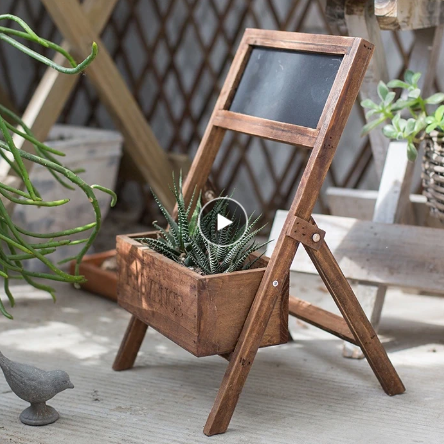 chalkboard plant stand-with aloe plant
