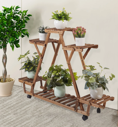 plant stand display on wheels