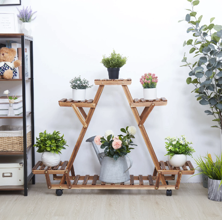 wooden plant display