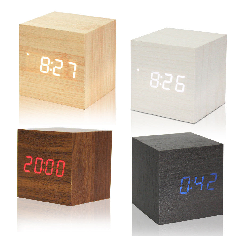 wood clock thermometer LED digital