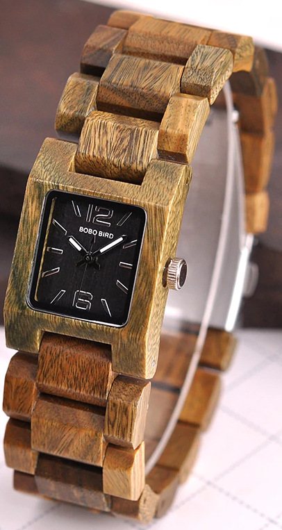 quartz wood band watch