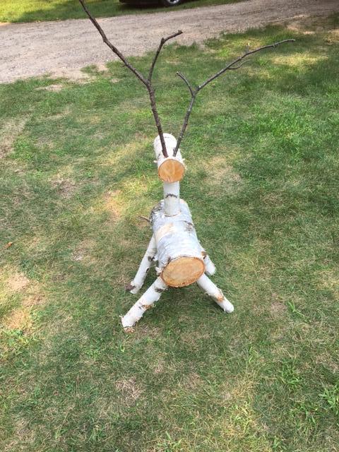 back view of reindeer made from birch