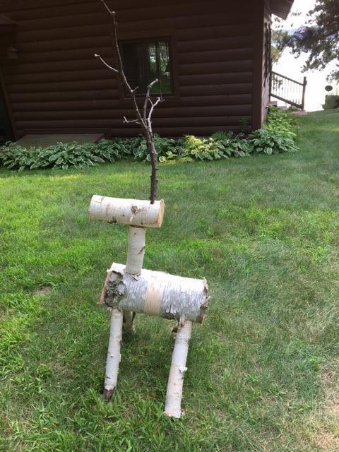reindeer created at the lake made from birch