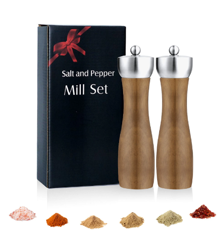 wooden pepper mill set