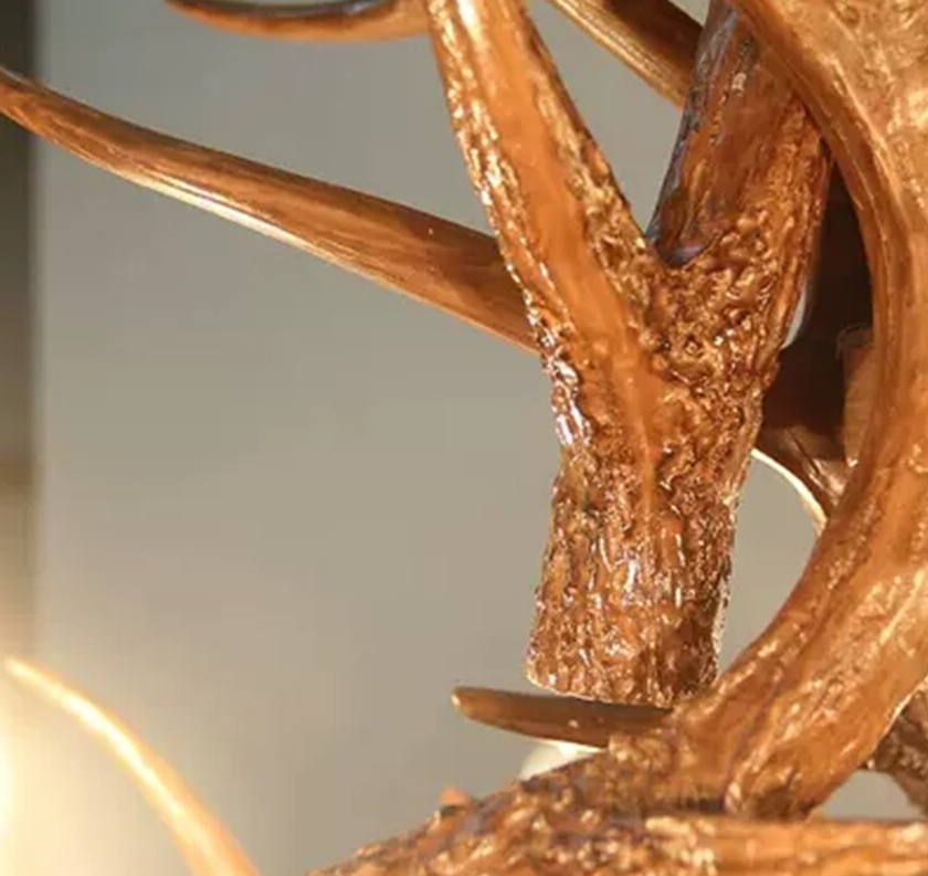 deer rack chandelier-tines close up