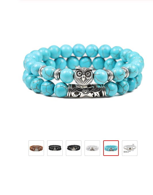 turquoise beaded owl bracelet