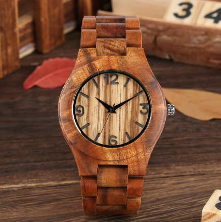 vintage wood watch front view