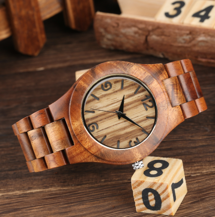 vintage wood watch with wood grain face