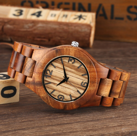 vintage wood watch-side view
