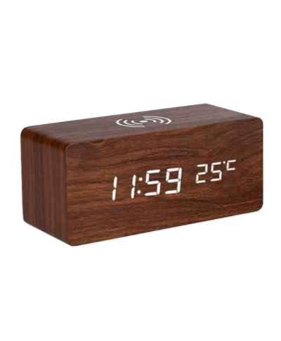 walnut charging alarm clock