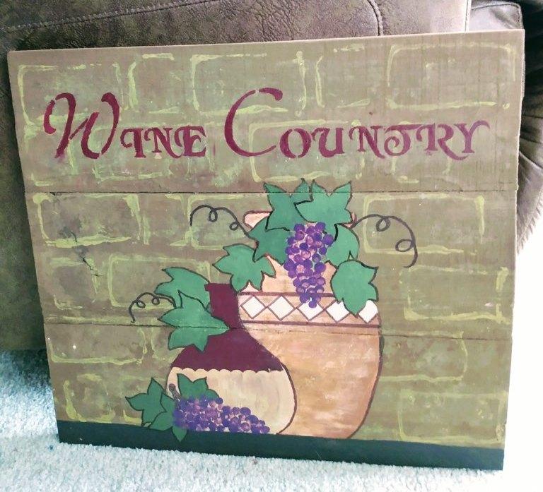 wine country wood sign with light