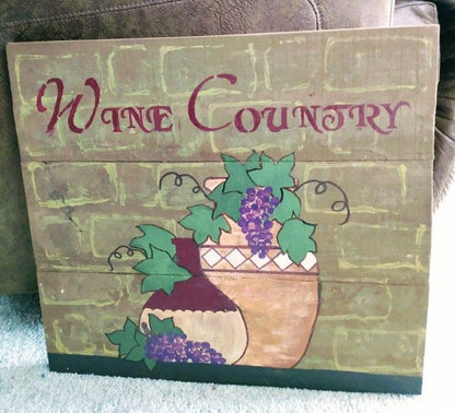 wine country wood sign with light