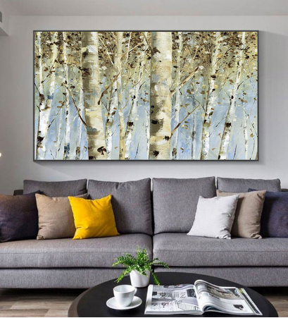 winter birch on a canvas print