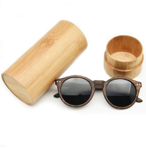 wood cateye sunglasses with wood case
