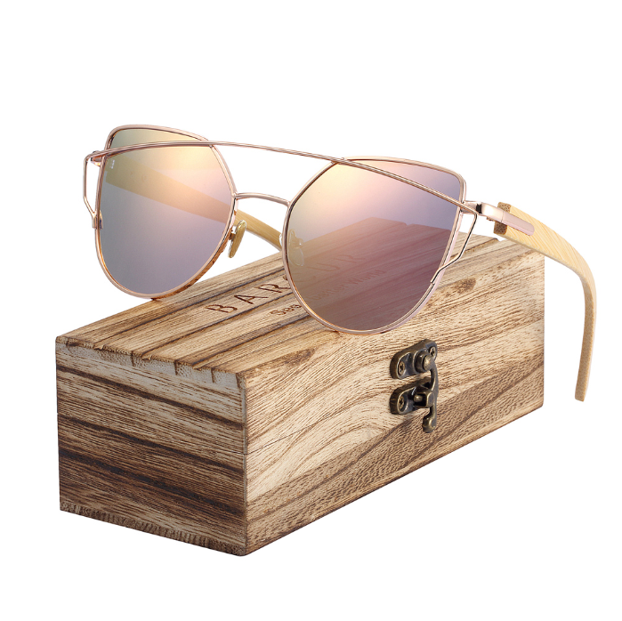 wood arm sunglasses with wood box
