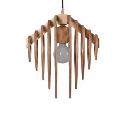 side view of how this wood pendant light is assembled