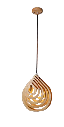 wood pendant light with tip hanging up