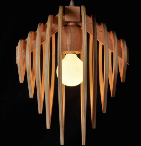 wood pendant light-side view