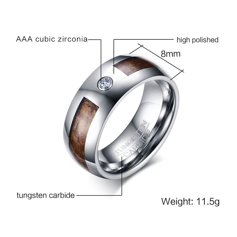 tungsten carbide wood ring ban description