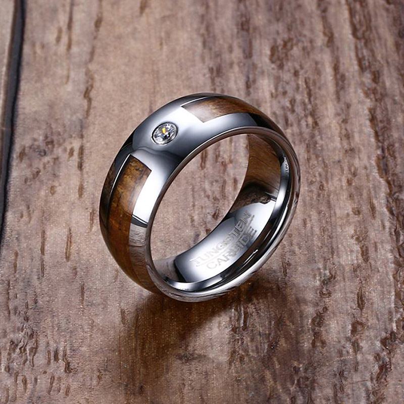 tungsten carbide wood ring ban 