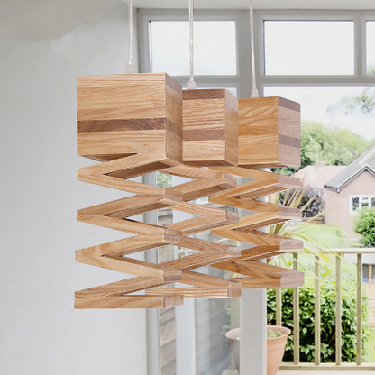 modern wood art drop lights in daylight
