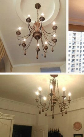wood bead chandelier-hanging