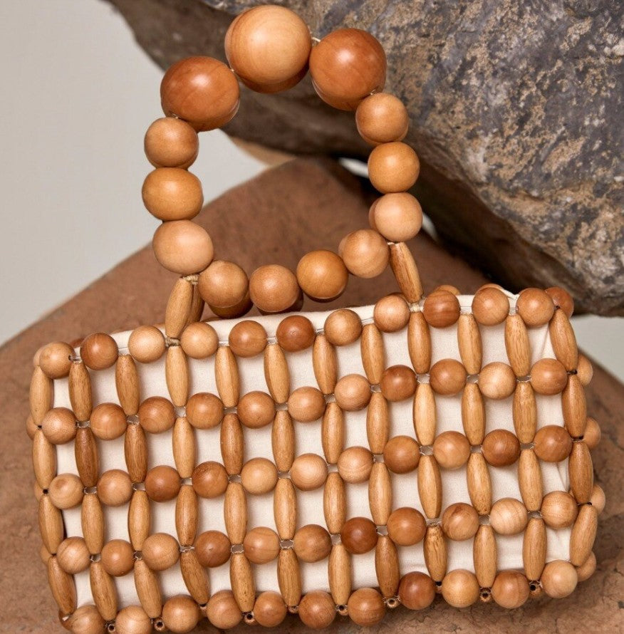 wooden bead handbag