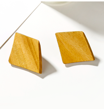 oak wood dot earrings