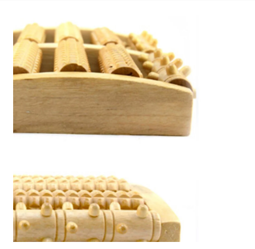 side view of wood foot massager