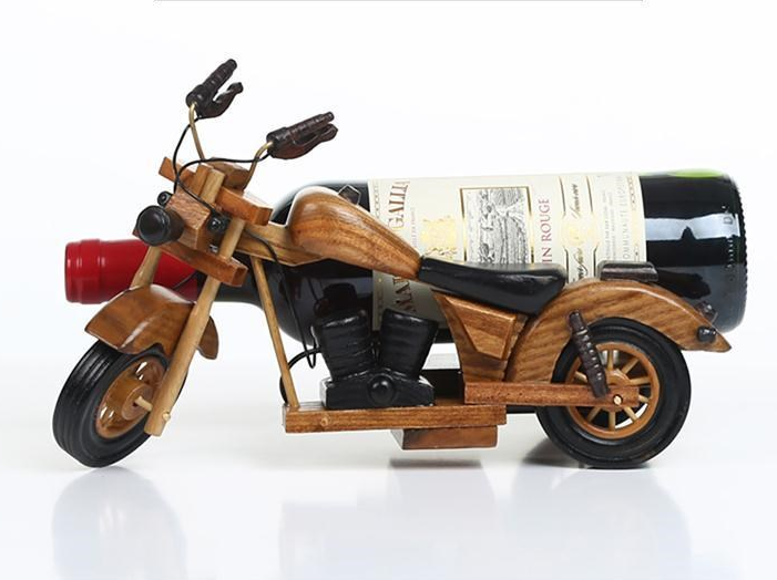 wooden motorcycle bottle holder