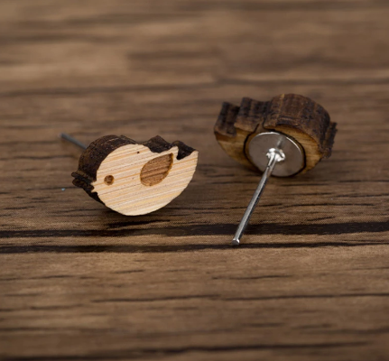 wooden tweet earrings-post