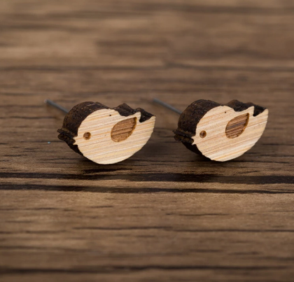 wooden tweet earrings