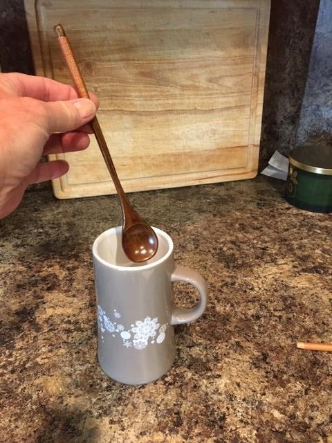 walnut stir spoon with deep mug