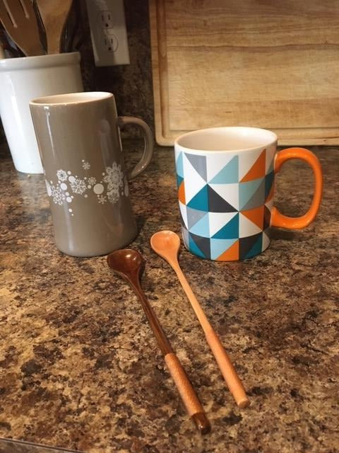 mugs and stir spoons